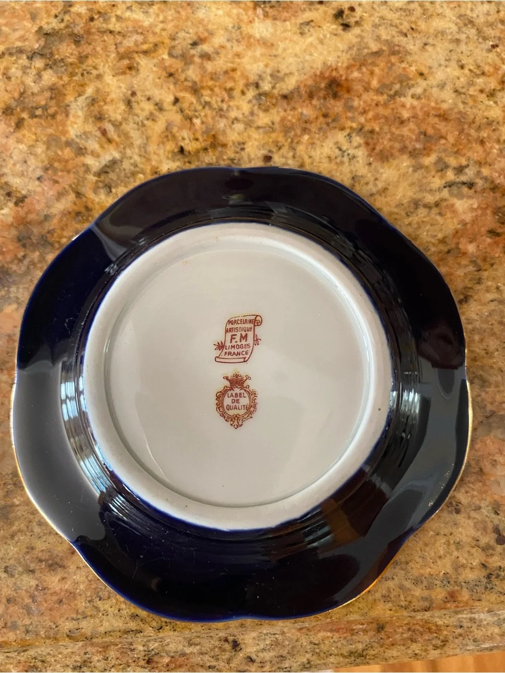 Limoges Cobalt Blue & Gold Decorative Serving Plate - Elegant Vintage-Style